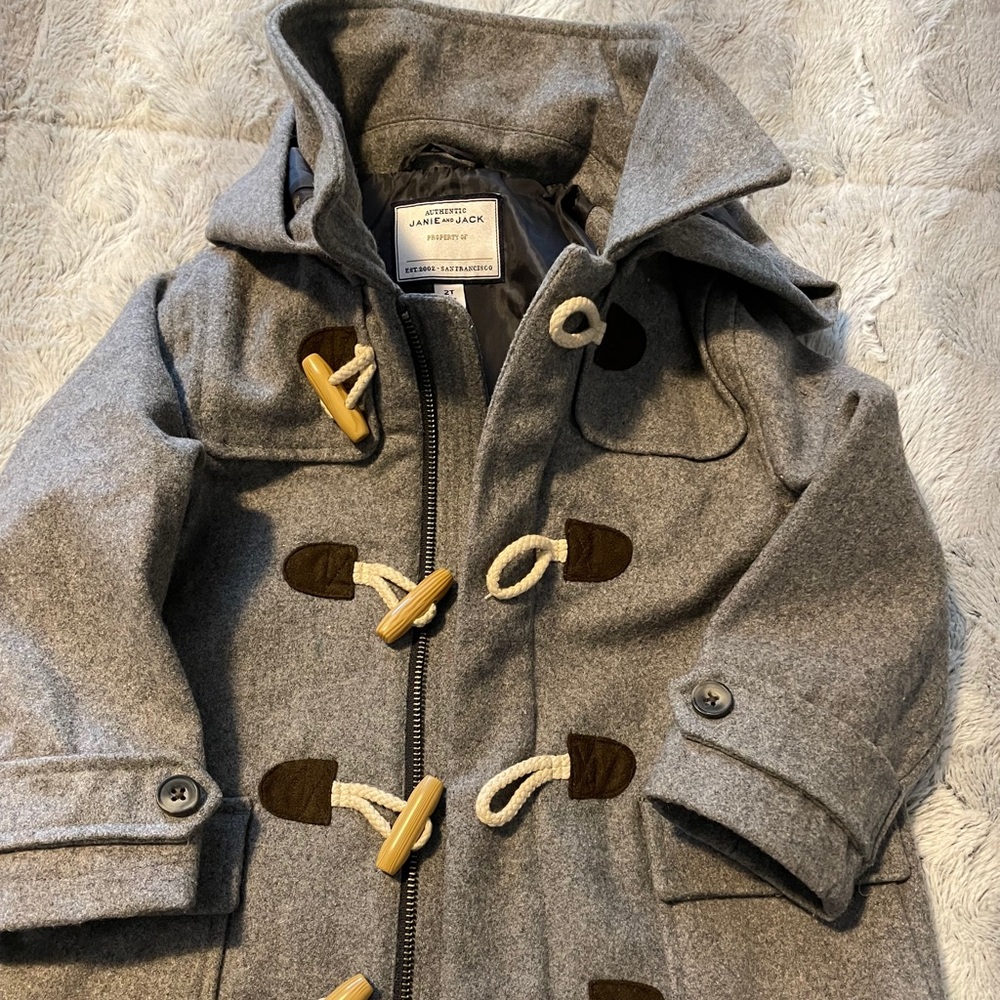 Janie and Jack Grey wool toggle coat